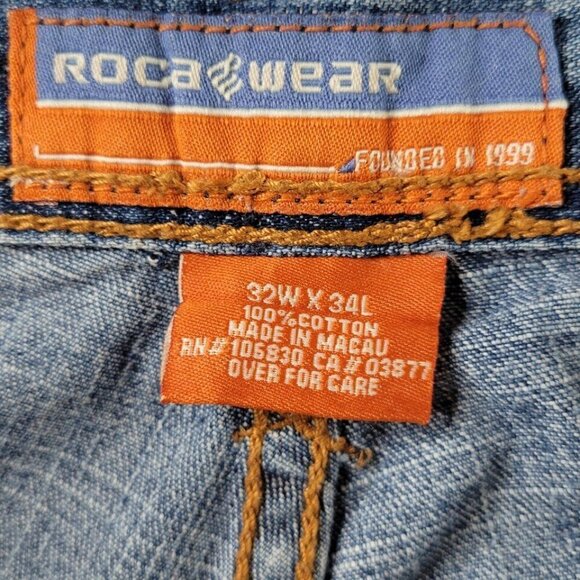 Rocawear Jeans Men Sz 32 32X28 Relaxed Fit Patch Straight Wide Leg Large Pockets - Picture 9 of 15